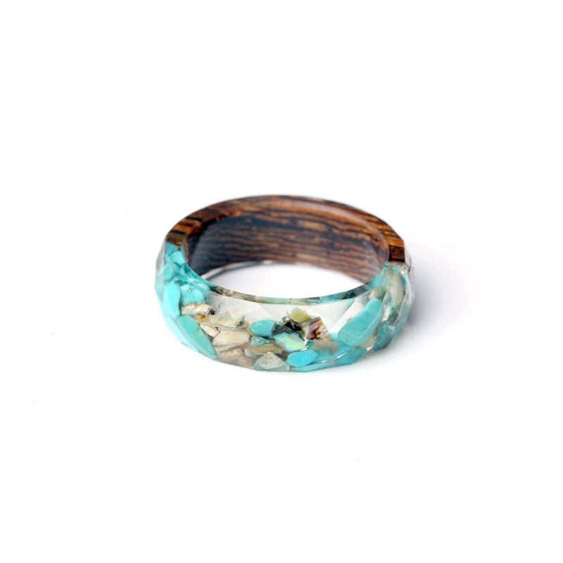 Anello con orchidea in legno Marie-Caley