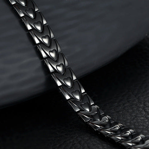 Bracciale in titanio e acciaio inossidabile con magneti a forma di cuore - Kronos