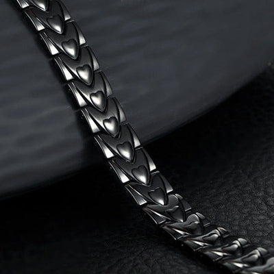 Bracciale in titanio e acciaio inossidabile con magneti a forma di cuore - Kronos