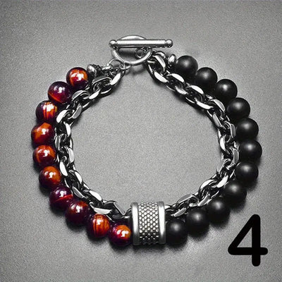 Bracciale da uomo con catena e perle minerali - Nereo