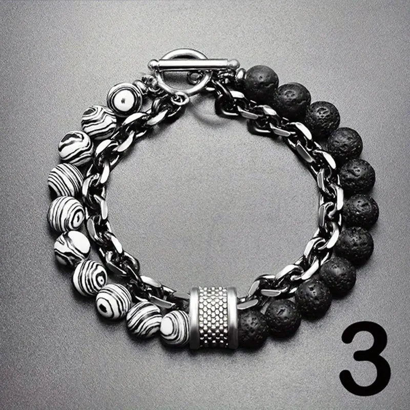 Bracciale di perle tigrate Steel Streaks