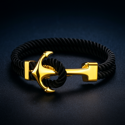 Bracciale intrecciato con ancora metallica - Marco