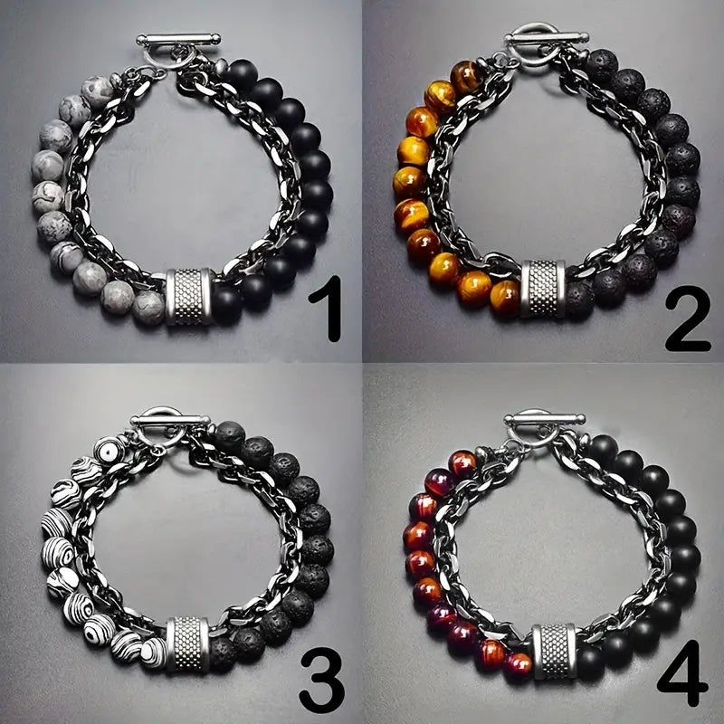 Bracciale di perle tigrate Steel Streaks