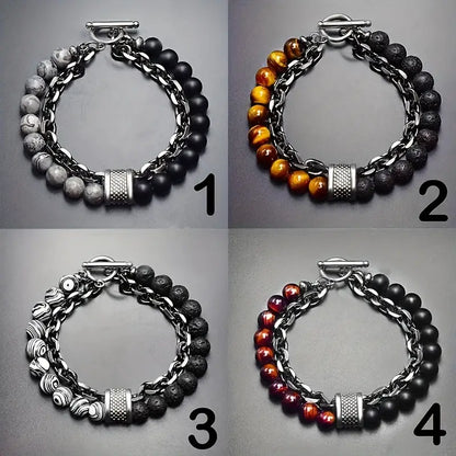 Bracciale di perle tigrate Steel Streaks