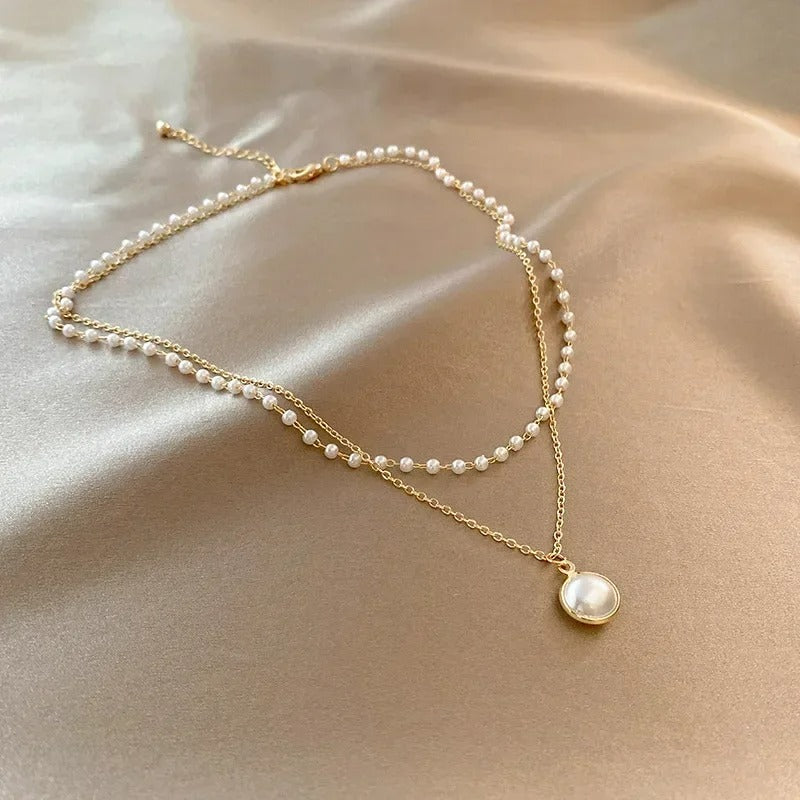 Elegante collana di perle a due fili per donna - Amelie