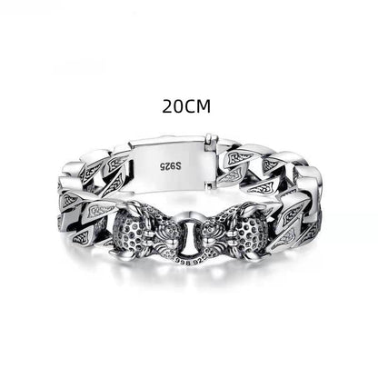 Bracciale da uomo a testa di leopardo con disegno tribale metallico - Hekkan
