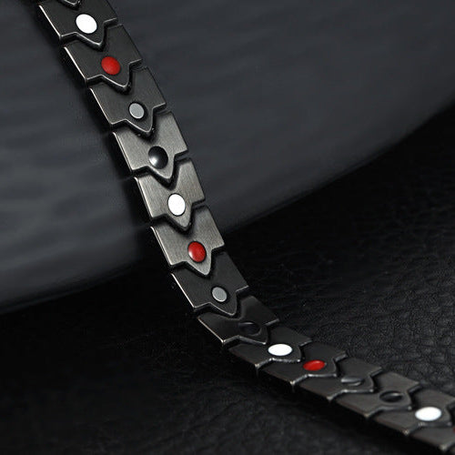 Bracciale in titanio e acciaio inossidabile con magneti a forma di cuore - Kronos