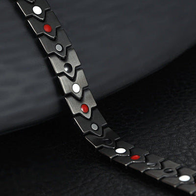 Bracciale in titanio e acciaio inossidabile con magneti a forma di cuore - Kronos