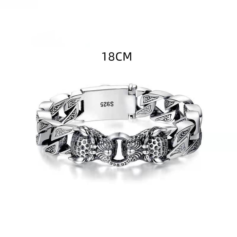 Bracciale da uomo a testa di leopardo con disegno tribale metallico - Hekkan