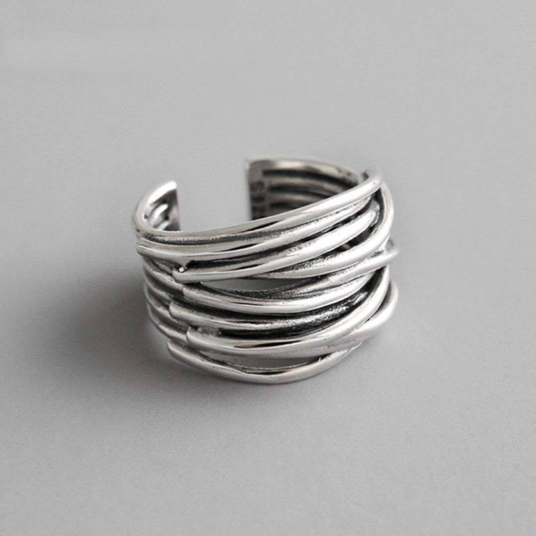 Anello regolabile a strati in argento sterling 925