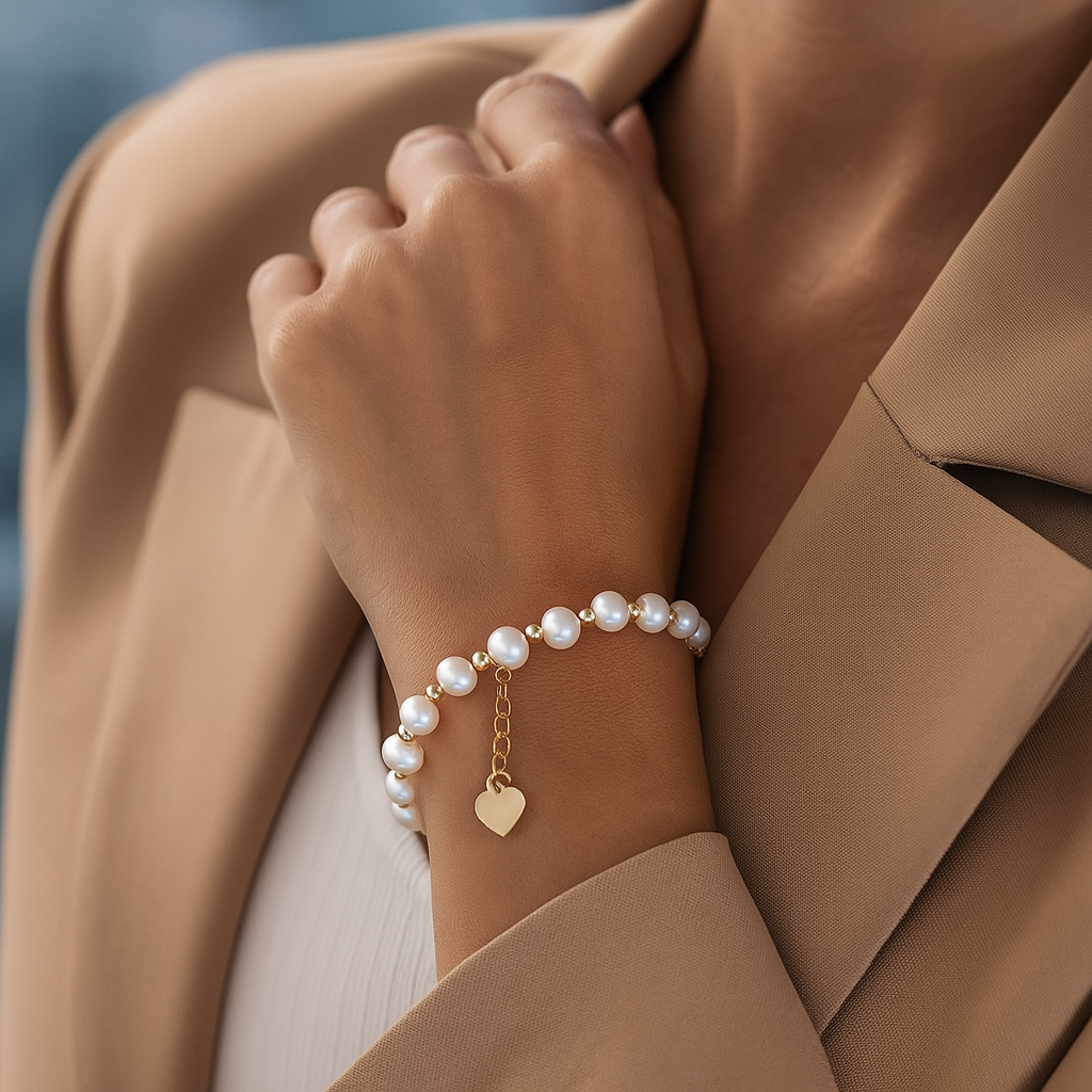 Bracciale con perle naturali e finitura dorata - Aristea