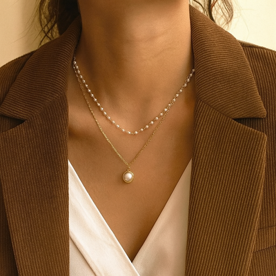 Elegante collana di perle a due fili per donna - Amelie