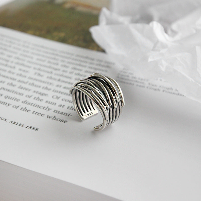 Anello regolabile a strati in argento sterling 925