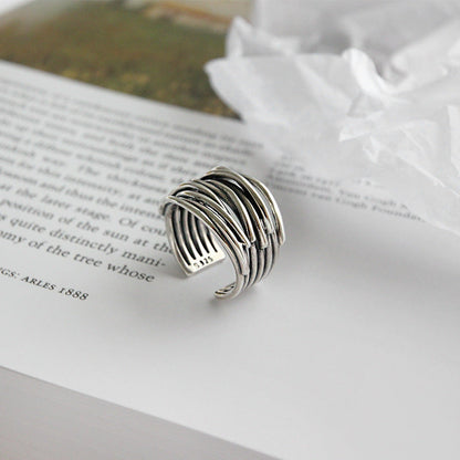Anello regolabile a strati in argento sterling 925