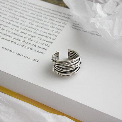 Anello regolabile a strati in argento sterling 925