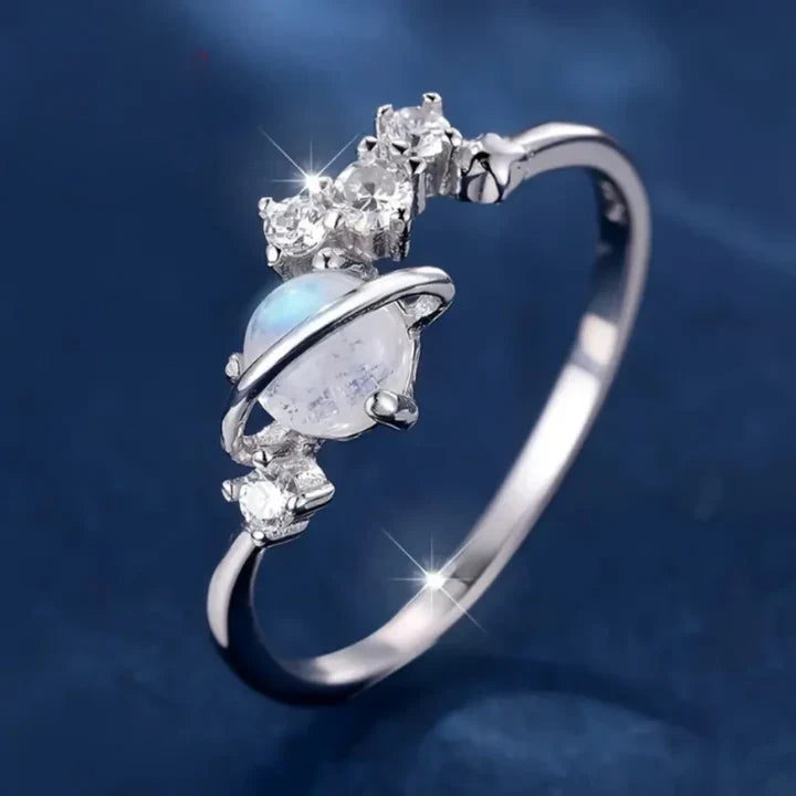 Anello in opale bianco chiaro placcato in argento - Soraya