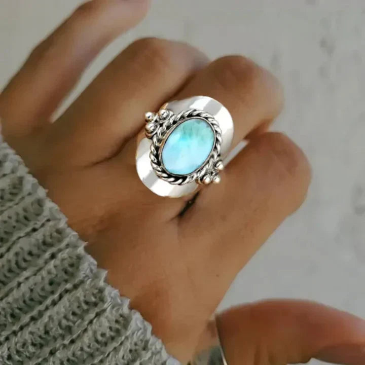Anello spesso in argento opalino - Karima