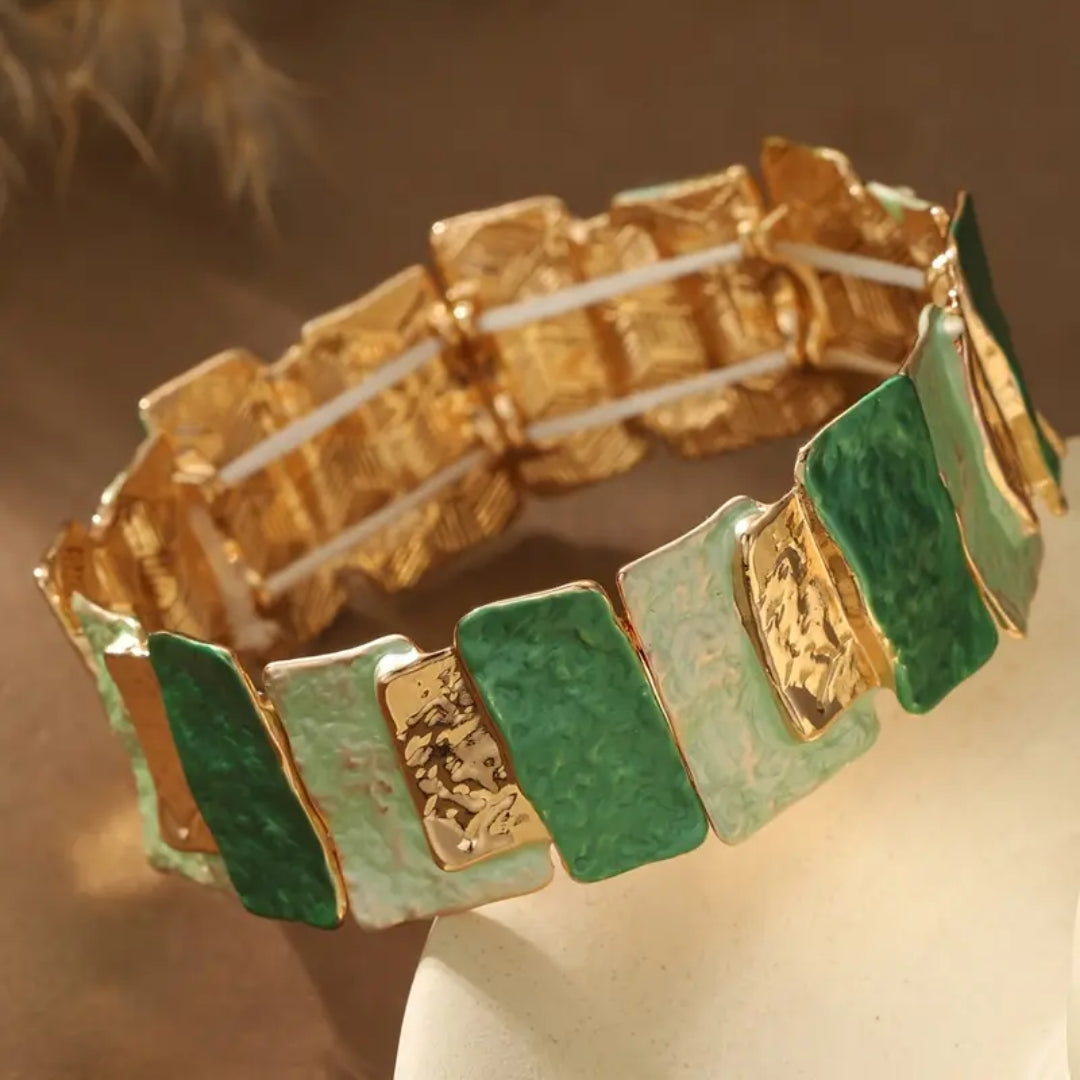 Bracciale per sentieri d'oro verde - Giada