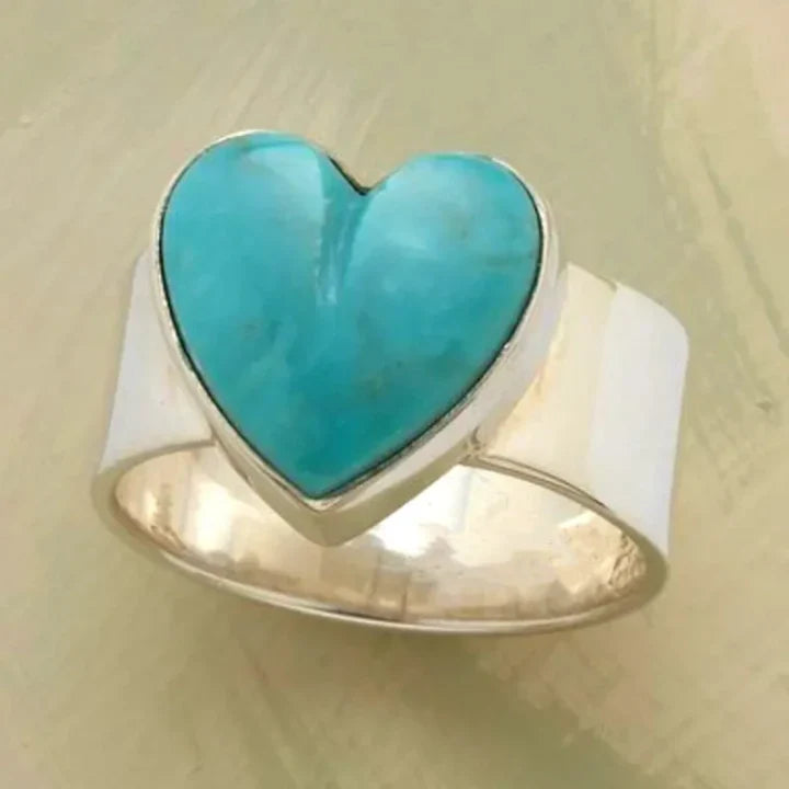 Anello d'argento con pietra a cuore blu - Aaliyah