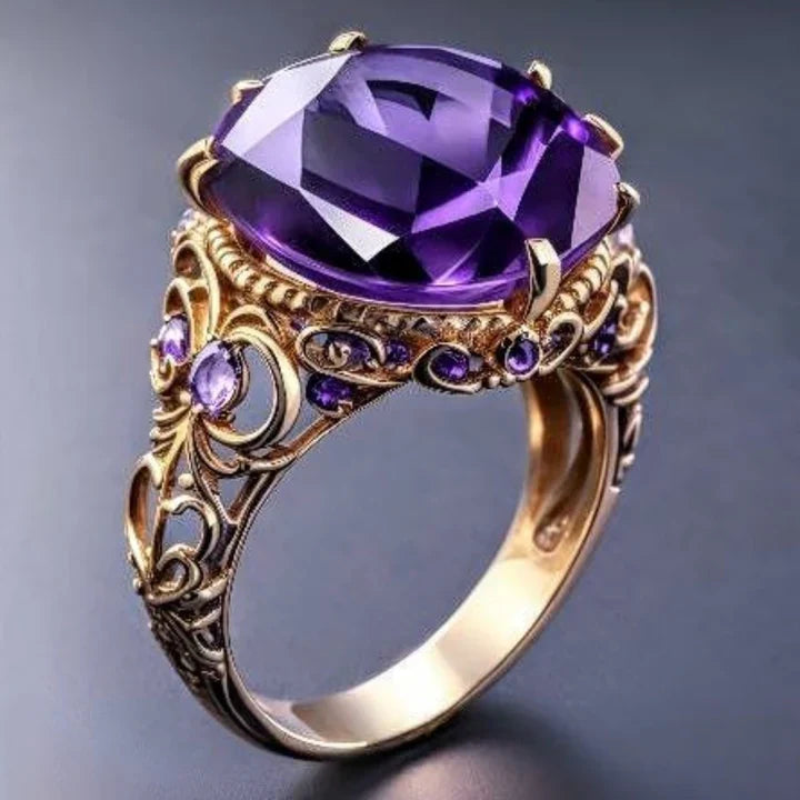 Anello esotico viola in oro cristallino - Eira