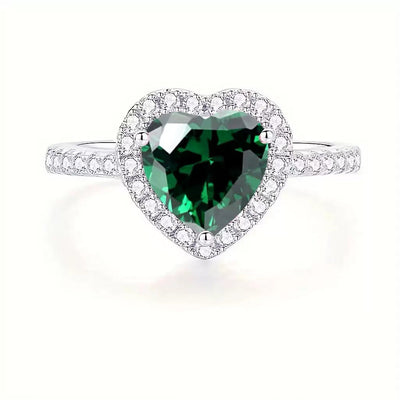Anello argento con pietra verde a cuore - Ginevra