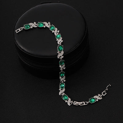 Bracciale argento con pietre verdi ovali - Lorena