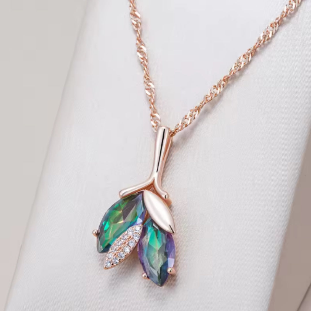 Collana con pendenti in cristallo dorato multicolore - Samira