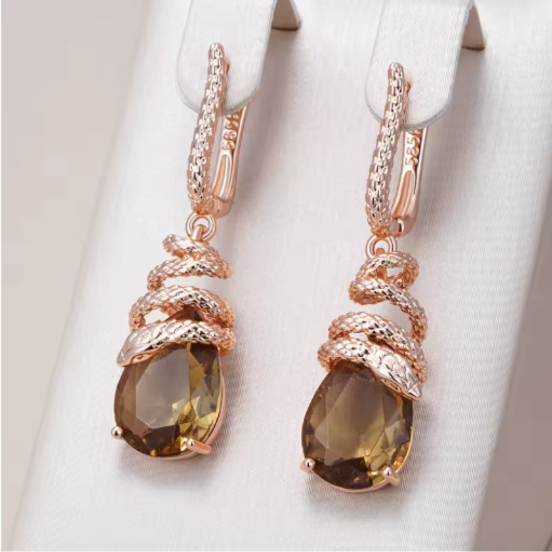 Eleganti orecchini pendenti in cristallo arancione - Oriana