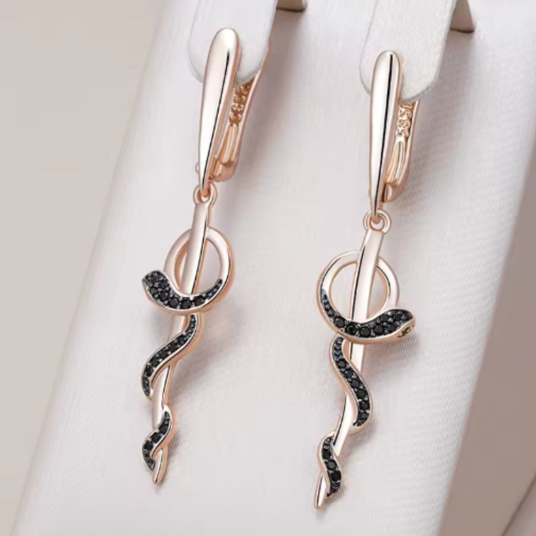 Eleganti orecchini in serpentino nero - Noor
