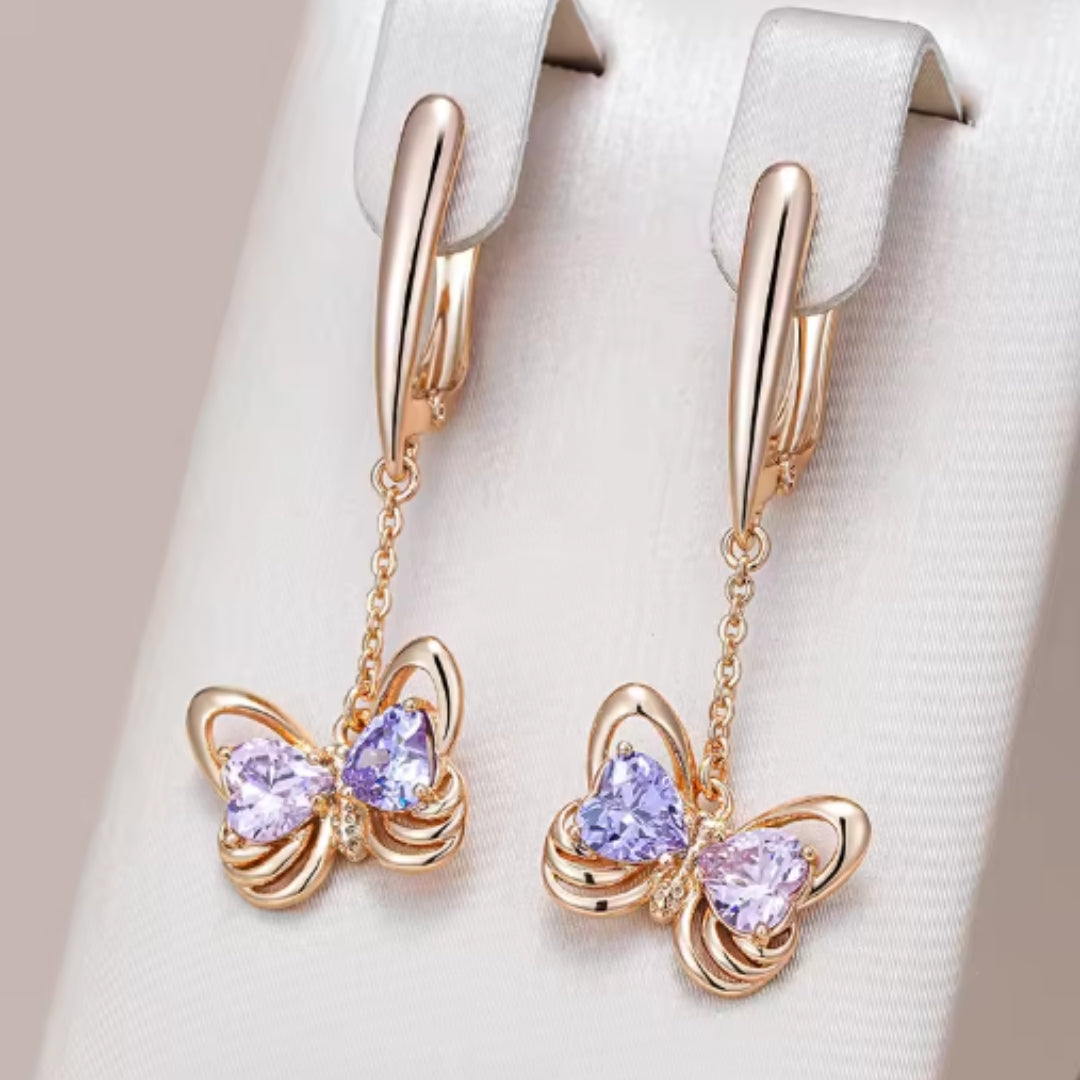 Eleganti orecchini a farfalla pendenti viola - Selene