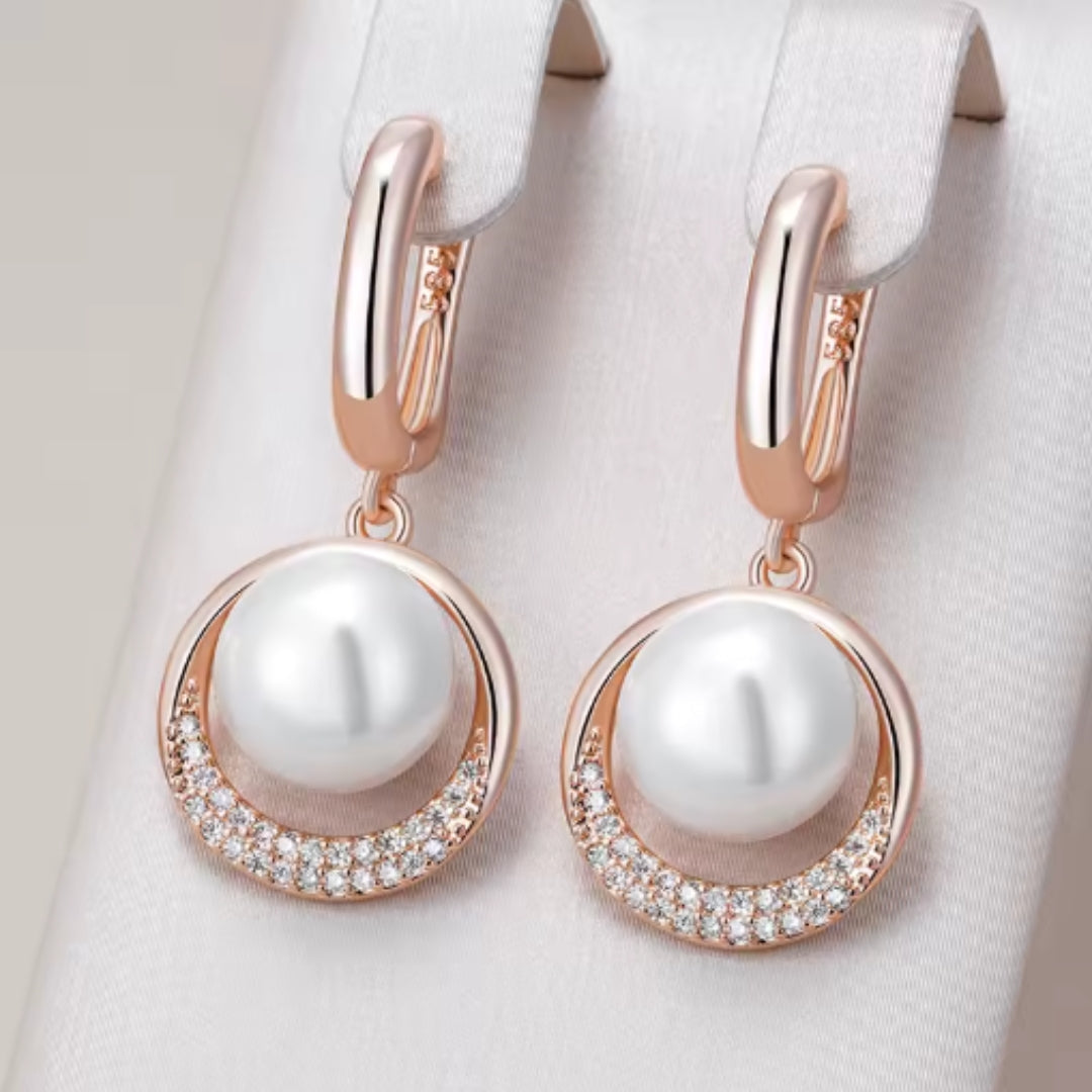 Eleganti orecchini di perle grandi in oro - Maia