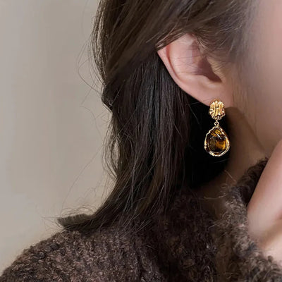 Orecchini con perno in fusione d'ambra - Sabine