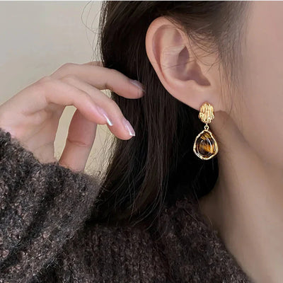 Orecchini con perno in fusione d'ambra - Sabine