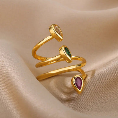 Anello con volute di pietre preziose - Inaya