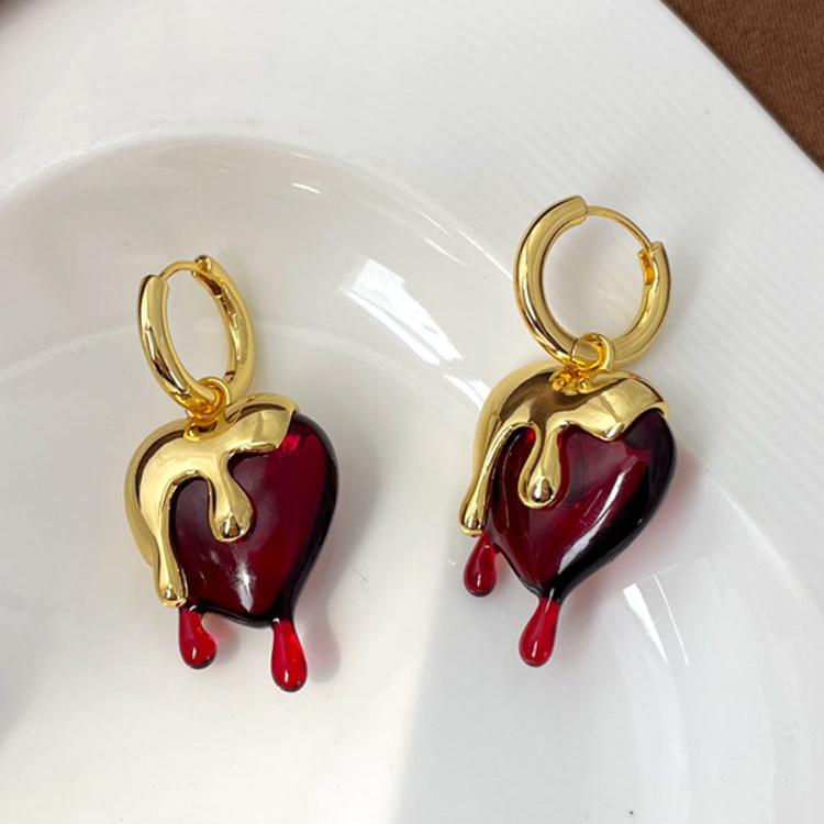 Orecchini con cuore fuso - Inez