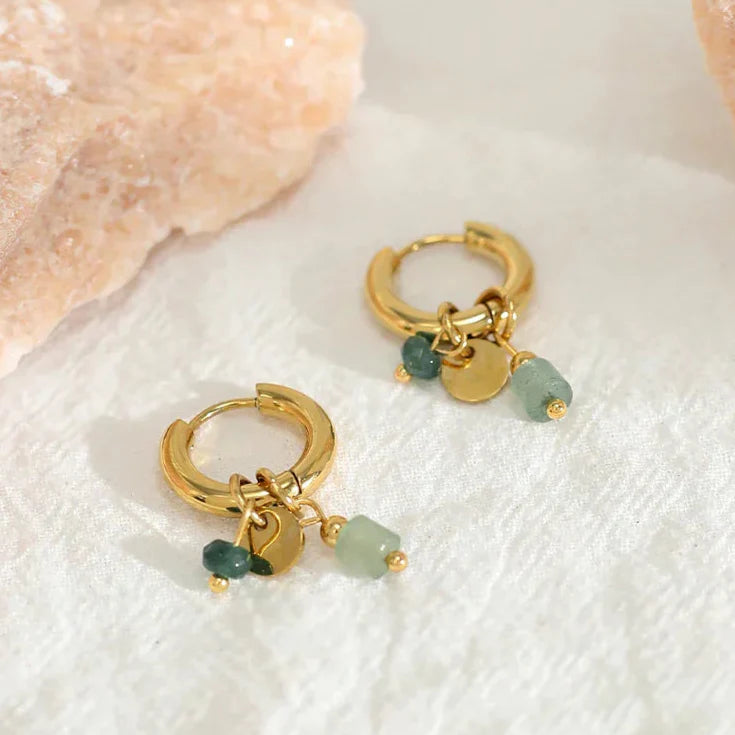 Orecchini a cerchio con charm - Zaffiro