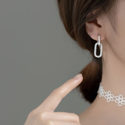 Orecchini pendenti con maglie di cristallo - Mahira