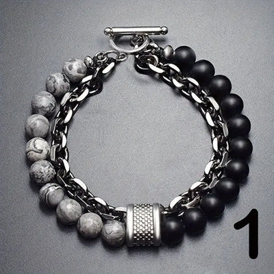 Bracciale da uomo con catena e perle minerali - Nereo
