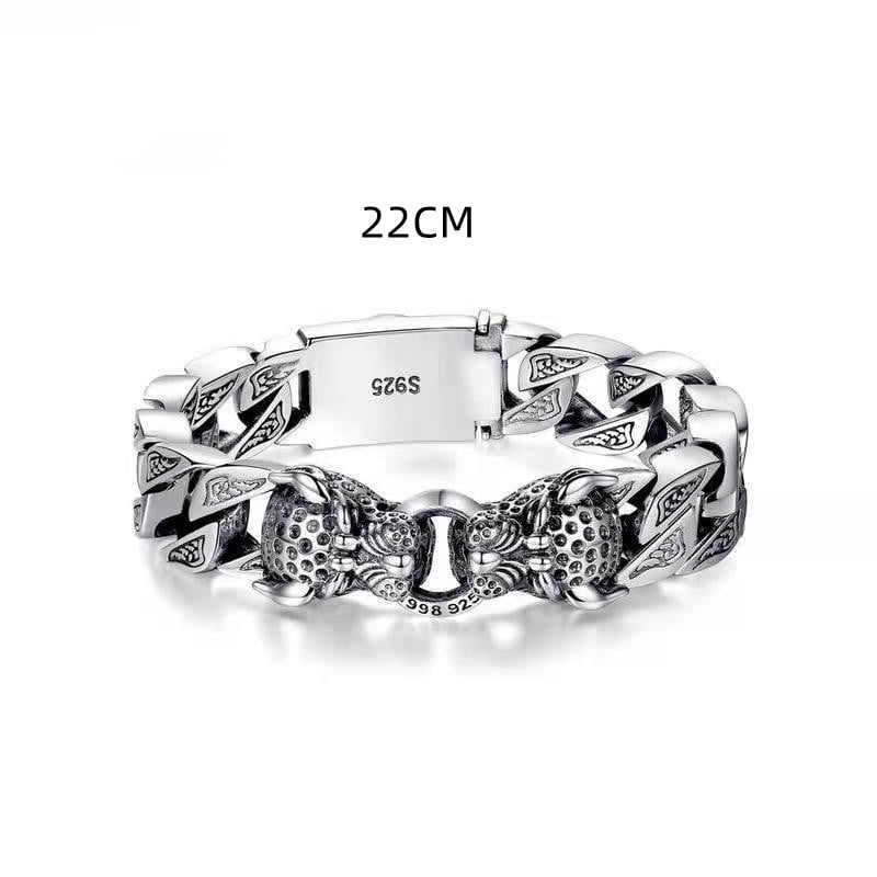 Bracciale da uomo a testa di leopardo con disegno tribale metallico - Hekkan