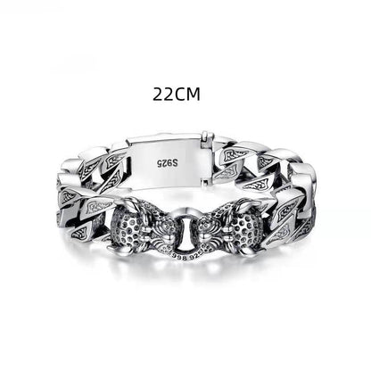 Bracciale da uomo a testa di leopardo con disegno tribale metallico - Hekkan