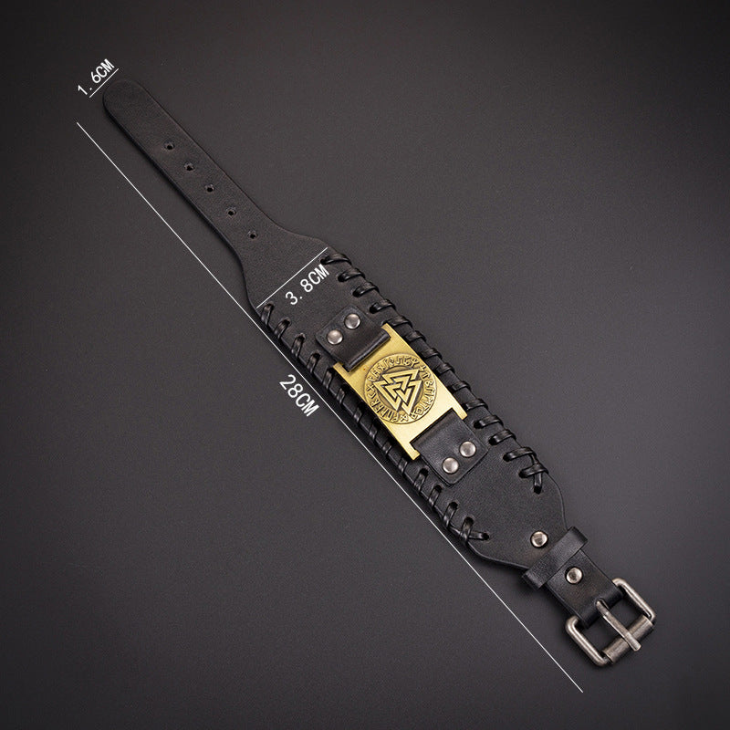 Bracciale vichingo in pelle da uomo - Leif
