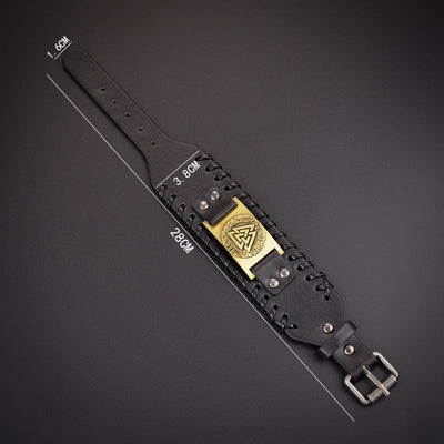 Bracciale vichingo in pelle da uomo - Leif