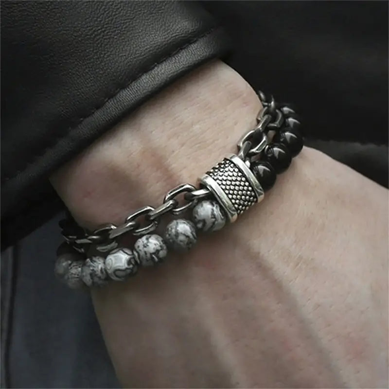 Bracciale di perle tigrate Steel Streaks