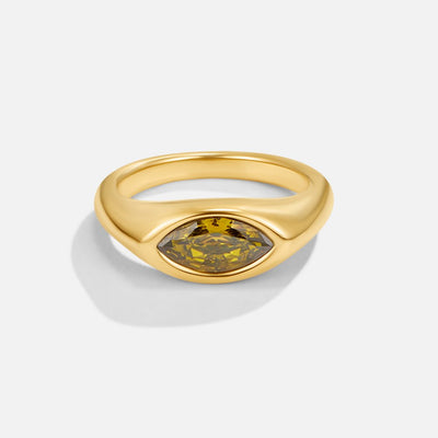 Anello in lega dorata con pietra ovale incastonata - Arizona