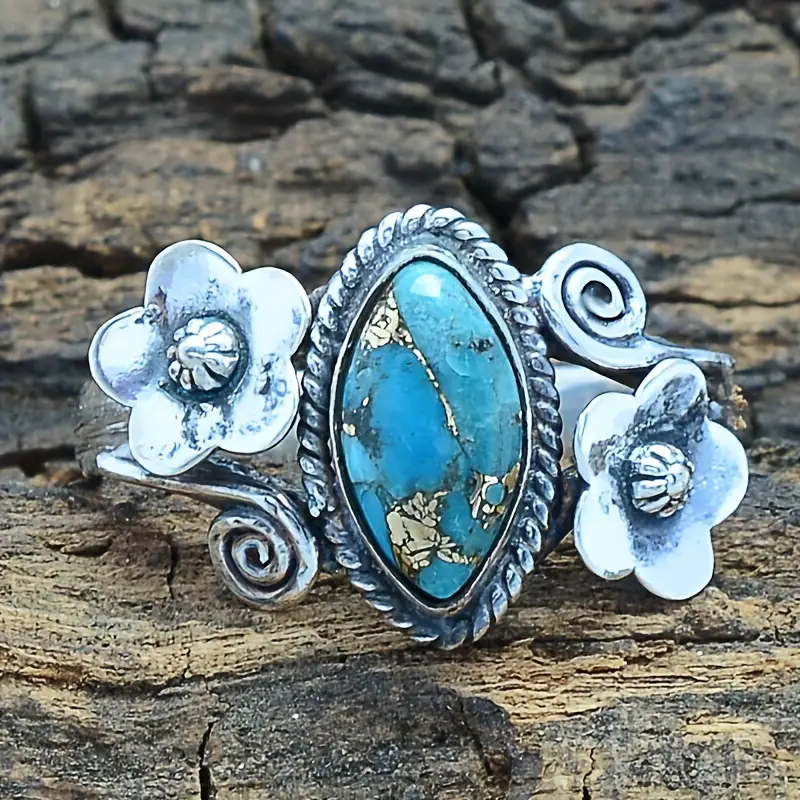 Anello di fiori di pietra blu - Dana