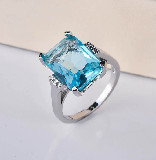 Anello in vetro oceanico placcato argento - Azalea