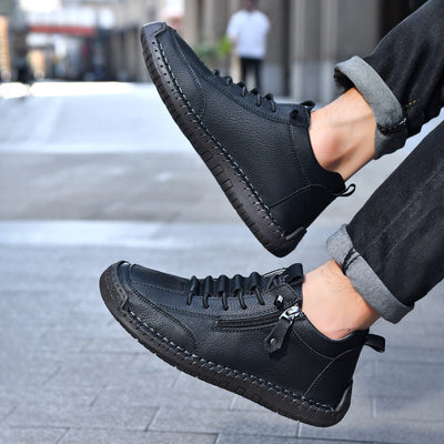 Scarpe da ginnastica da uomo in pelle sintetica con chiusura laterale in stile urbano - Aksel