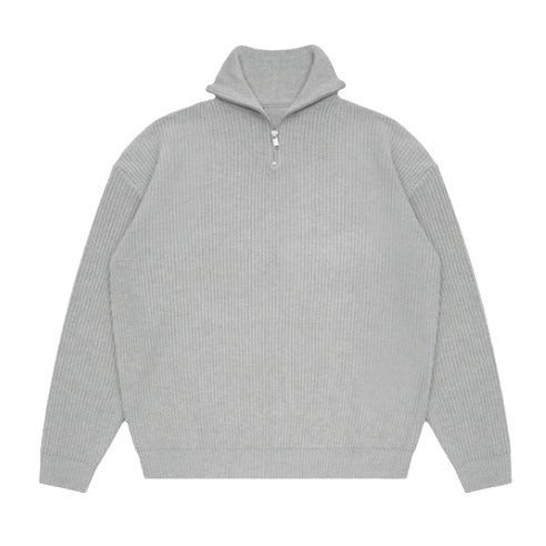 Maglione dolcevita con zip a coste da uomo - Nils