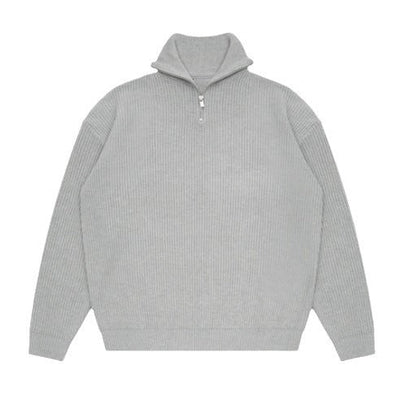 Maglione dolcevita con zip a coste da uomo - Nils