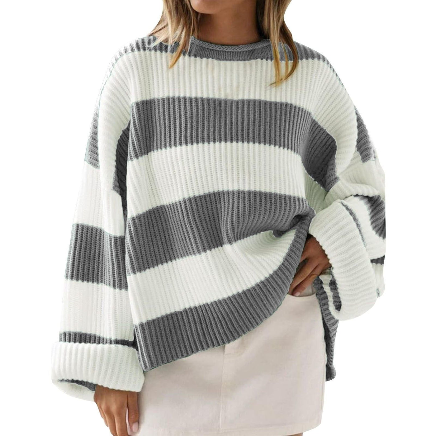 Maglione oversize a righe larghe in maglia a coste - Eleanor